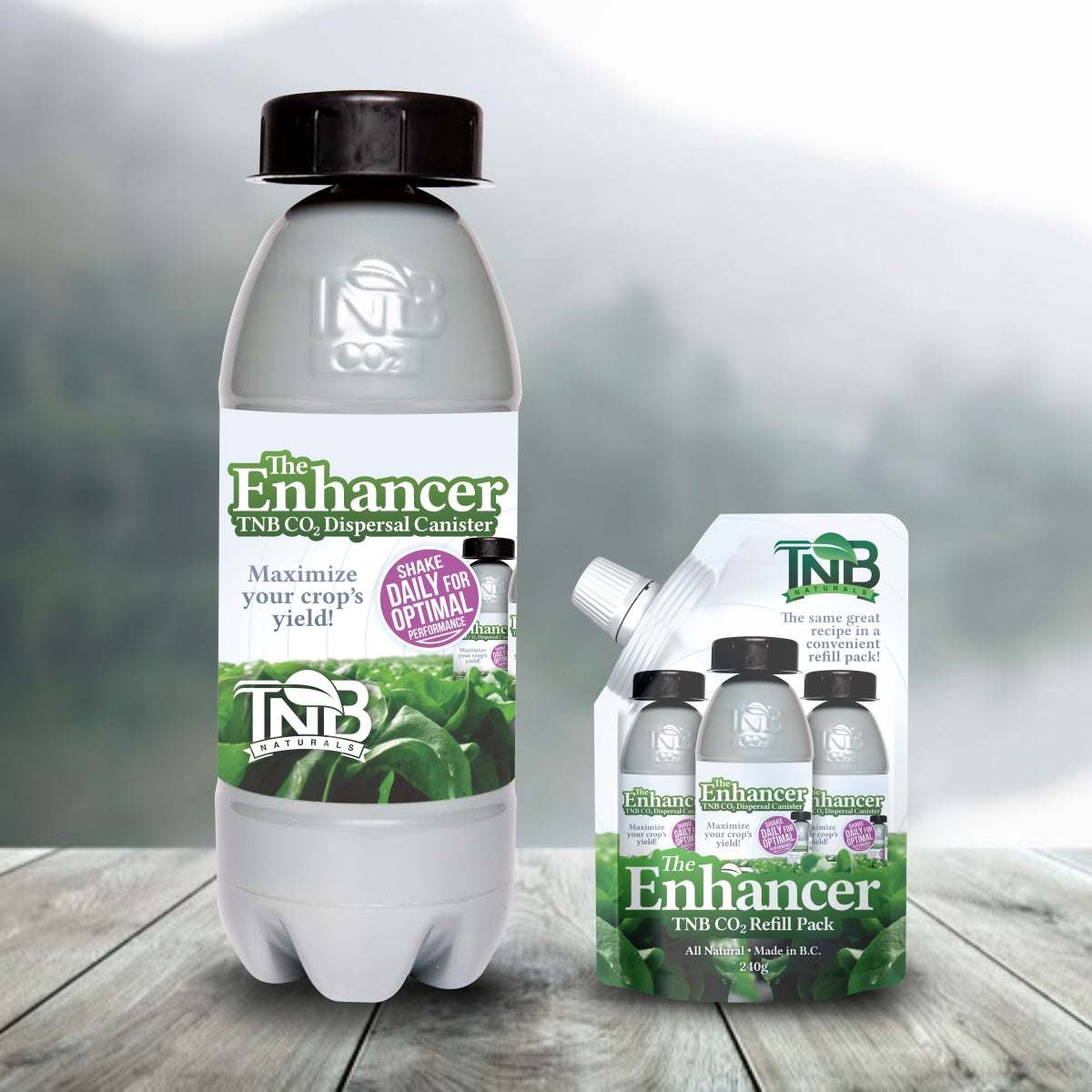 The Enhancer CO2 generator bottle and refill pack for plants promoting strong growth and increased crop yield