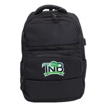Load image into Gallery viewer, Black TNB Naturals durable eco-friendly backpack with multiple compartments and padded straps