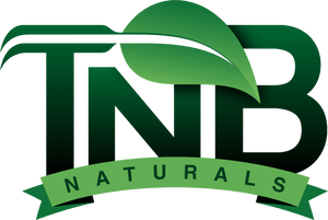 TNB Naturals banner with green leaves and text on transparent background, eco-friendly design