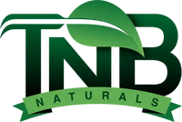 Logo of TNB Naturals with a green leaf and banner on a white background