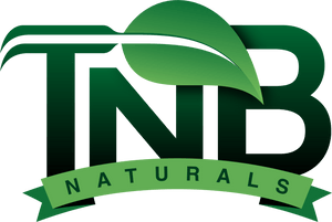 TNB Naturals logo with green leaf and banner text on transparent background