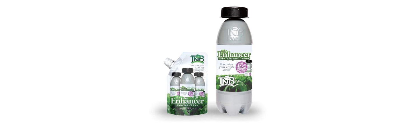 The Enhancer CO2 generator bottle for plant growth by TNB Naturals with refill pack